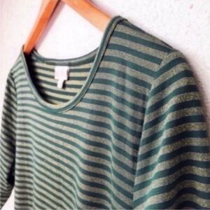 LuLaRoe Elegant Julia Dress Green Gold Metallic